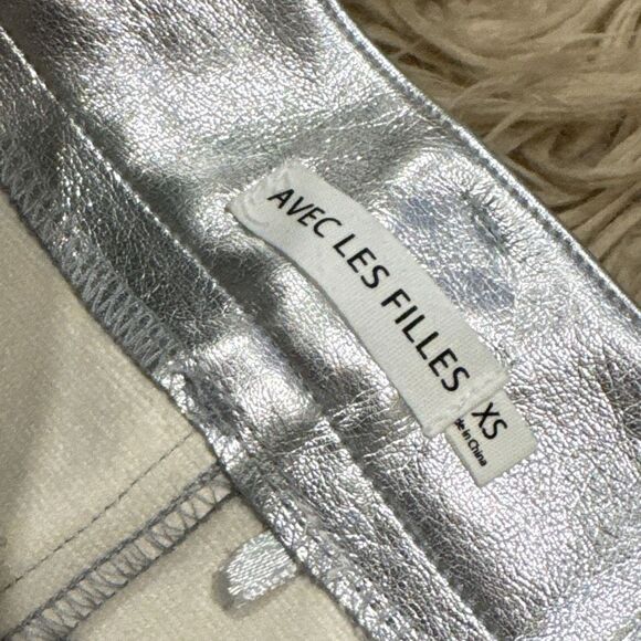Avec les filles Silver metallic midi skirt size XS - Picture 2 of 6